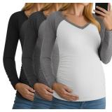 3 Pack Maternity Shirts Long Sleeve V Neck Women Pregnancy Tops Side Ruched Color Block Raglan Baseball Clothes Size Large 3 Pack Maternity Shirts Long Sleeve V Neck Women Pregnancy Tops Side Ruched Color Block Raglan Baseball Clothes Size Large