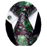 Mens Ties Silk Woven Green Floral Necktie with Handkerchief Cufflinks Sets for Wedding Party Mens Ties Silk Woven Green Floral Necktie with Handkerchief Cufflinks Sets for Wedding Party