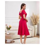 Bbonlinedress Womens Short Sleeve Wedding Guest Dresses Cocktail Vintage Party Church Formal A-Line Midi Dress with Belt, Size 2XL Bbonlinedress Womens Short Sleeve Wedding Guest Dresses Cocktail Vintage Party Church Formal A-Line Midi Dress with Belt, Size 2XL