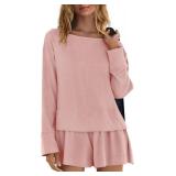 Panadila Womens Long Sleeve Short Romper Dresses Crewneck Oversized One Piece Jumpsuit Open Back Layered Casual Outfit, Large Panadila Womens Long Sleeve Short Romper Dresses Crewneck Oversized One Piece Jumpsuit Open Back Layered Casual Outfit, Large