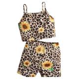SweatyRocks Girl's Leopard Sunflower Print Cami Top and Shorts Set 2 Piece Outfit, 5Y SweatyRocks Girl's Leopard Sunflower Print Cami Top and Shorts Set 2 Piece Outfit, 5Y