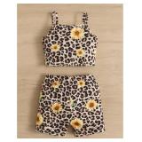 SweatyRocks Girl's Leopard Sunflower Print Cami Top and Shorts Set 2 Piece Outfit, 5Y SweatyRocks Girl's Leopard Sunflower Print Cami Top and Shorts Set 2 Piece Outfit, 5Y