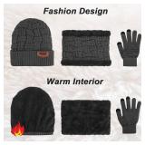 3-Pieces Winter Beanie Hat Scarf and Touch Screen Gloves Set Warm Knit Skull Cap for Men Women 3-Pieces Winter Beanie Hat Scarf and Touch Screen Gloves Set Warm Knit Skull Cap for Men Women