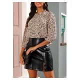 SimpleFun Womens Blouses 3/4 Sleeve Ruffle Neck Printed Business Casual Tops Flowy Dressy Work Shirts, Large SimpleFun Womens Blouses 3/4 Sleeve Ruffle Neck Printed Business Casual Tops Flowy Dressy Work Shirts, Large