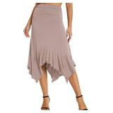 Urban CoCo Women's Flowy Stretchy Skirt Handkerchief Hemline Midi Skirt, XL Urban CoCo Women's Flowy Stretchy Skirt Handkerchief Hemline Midi Skirt, XL
