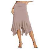 Urban CoCo Women's Flowy Stretchy Skirt Handkerchief Hemline Midi Skirt, XL Urban CoCo Women's Flowy Stretchy Skirt Handkerchief Hemline Midi Skirt, XL