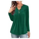 Ivicoer Womens Tops Henley V Neck Pleated Casual Blouses Long Sleeve Shirts Button Up Tunic, Small Ivicoer Womens Tops Henley V Neck Pleated Casual Blouses Long Sleeve Shirts Button Up Tunic, Small