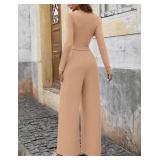 Jumpsuits For Women Dressy Long Sleeve Square Neck Casual Belted Wide Leg Long Pants Romper One Piece Outfits, 2XL Jumpsuits For Women Dressy Long Sleeve Square Neck Casual Belted Wide Leg Long Pants Romper One Piece Outfits, 2XL