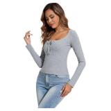 Moreone Women's Square Neck Long Sleeve Crop Tops Ribbed Slim Fitted Fall Outfits Y2K Work T-Shirt Tops, Small Moreone Women's Square Neck Long Sleeve Crop Tops Ribbed Slim Fitted Fall Outfits Y2K Work T-Shirt Tops, Small