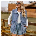 EMMIOL Womens Denim Vest, Jean Vest Top with Pockets, Baggy Streetwear Sleeveless Jacket, Vintage Y2k Trendy 2026, XL EMMIOL Womens Denim Vest, Jean Vest Top with Pockets, Baggy Streetwear Sleeveless Jacket, Vintage Y2k Trendy 2026, XL