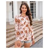 siliteelon Blouses for Women Long Sleeve Button Down Shirts Printed Wrinkle-Free Dressy Casual Blouse Spring Fall Trendy, Medium siliteelon Blouses for Women Long Sleeve Button Down Shirts Printed Wrinkle-Free Dressy Casual Blouse Spring Fall Trendy, Medium