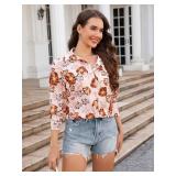siliteelon Blouses for Women Long Sleeve Button Down Shirts Printed Wrinkle-Free Dressy Casual Blouse Spring Fall Trendy, Medium siliteelon Blouses for Women Long Sleeve Button Down Shirts Printed Wrinkle-Free Dressy Casual Blouse Spring Fall Trendy, Medium