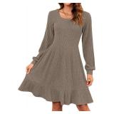AUSELILY Womens Fall Dress 2025 Square Neck Long Sleeve Dresses Casual A Line Knit Sweater Dress with Pockets Size Small AUSELILY Womens Fall Dress 2025 Square Neck Long Sleeve Dresses Casual A Line Knit Sweater Dress with Pockets Size Small
