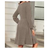 AUSELILY Womens Fall Dress 2025 Square Neck Long Sleeve Dresses Casual A Line Knit Sweater Dress with Pockets Size Small AUSELILY Womens Fall Dress 2025 Square Neck Long Sleeve Dresses Casual A Line Knit Sweater Dress with Pockets Size Small