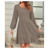 AUSELILY Womens Fall Dress 2025 Square Neck Long Sleeve Dresses Casual A Line Knit Sweater Dress with Pockets Size Small AUSELILY Womens Fall Dress 2025 Square Neck Long Sleeve Dresses Casual A Line Knit Sweater Dress with Pockets Size Small