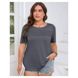Imily Bela Womens Plus Size Tops 2025 Dressy Casual Short Sleeve Tunic Summer Crew Neck Flowy Pleated Tees Size Large Imily Bela Womens Plus Size Tops 2025 Dressy Casual Short Sleeve Tunic Summer Crew Neck Flowy Pleated Tees Size Large