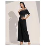 WDIRARA Women's Printed Half Sleeve Off Shoulder High Waist Romper Jumpsuit Size Large WDIRARA Women's Printed Half Sleeve Off Shoulder High Waist Romper Jumpsuit Size Large