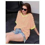 Tankaneo Womens Oversized Striped Tee Shirt Summer Casual Color Block Half Sleeve Crew Neck Tunic Tops Size Medium Tankaneo Womens Oversized Striped Tee Shirt Summer Casual Color Block Half Sleeve Crew Neck Tunic Tops Size Medium