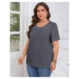 Imily Bela Womens Plus Size Tops 2025 Dressy Casual Short Sleeve Tunic Summer Crew Neck Flowy Pleated Tees Size Large Imily Bela Womens Plus Size Tops 2025 Dressy Casual Short Sleeve Tunic Summer Crew Neck Flowy Pleated Tees Size Large