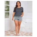 Imily Bela Womens Plus Size Tops 2025 Dressy Casual Short Sleeve Tunic Summer Crew Neck Flowy Pleated Tees Size Large Imily Bela Womens Plus Size Tops 2025 Dressy Casual Short Sleeve Tunic Summer Crew Neck Flowy Pleated Tees Size Large