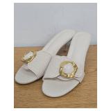 Lhamo Latso Raffia Slip On Mule Heels Woven Open Round Toe Slides Heeled Sandals Kitten Heels Size 9