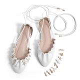White Flats Ballet Pointed Toe -Size 10