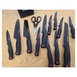 Astercook Knife Set 14 Piece, Dishwasher Safe with Built in Sharpener Block