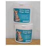 2 Count of Nurhome Dog Ear Cleaner Wipes Grooming Kit Care for Dogs & Cats Pet Ear Relief Gently Remove Ear Wax Debris and Smelly 50 Pcs Unscented