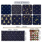 3 Count Christmas Wrapping Paper Rolls w/Santa Claus Sticker & Ribbon, 8 Sheets 39.3x16.9inch