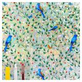 3 Count of  Colorful Bird and Floral Window Privacy Film Stained Glass Window (17.5 x157.4 in)