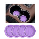 4 PCS Car Cup Coaster Holders, 3.15 Inch Silicone Anti-Slip Auto Insert  -Purple- 4Pack