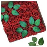 25pcs Realistic Red Foam Roses with Stems