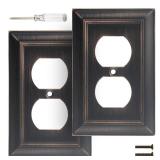 Wall Plate, Light Switch Cover, Metal Outlet Covers (1 Gang Duplex 2 Pack, Oil Rubbed Bronze)