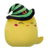 Squishmallows Official 5 inch Miss Chatty The Neon Yellow Ghost with Witch Hat