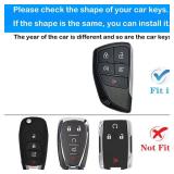 key fob cover case with Metal buckle Compatible with 2021 2022 Suburban Tahoe Remote Key Vehicle Accessories Soft TPU Key Shell/Skin,5-Buttons (red)