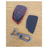 key fob cover case with Metal buckle Compatible with 2021 2022 Suburban Tahoe Remote Key Vehicle Accessories Soft TPU Key Shell/Skin,5-Buttons (red)