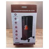 1500-Watt Black Indoor Electric Oil-Filled Radiator Convection Radiant Space Heater with Remote Control for Living Space - Retail: $100
