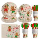 Christmas Gingerbread Gender Reveal Decorations- Serves 24