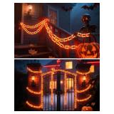 Christmas Decorations Orange Chain Lights, 10FT 160 LEDs Battery Operated Plastic, 8 Modes & Timer