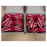 12 Piece Christmas Bows, 5.9x7.1 Small Red/Gold Velvet Christmas Tree Bow Decorations- 2 Pack