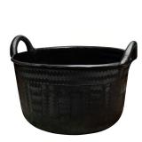 Large Bucket with Handles - 30L/8-Gal Natural Rubber Bucket - Multi Use Yard Waste Bin, Harvesting Basket for Gardening, by Kings County Tools (Black)