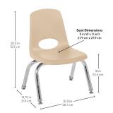 FDP 10' School Stack Chair, Stacking Student Seat with Chromed Steel Legs and Nylon Swivel Glides; For In-Home Learning or Classroom - Sand (6-Pack), 10356-SD - Retail: $202