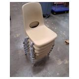 FDP 10' School Stack Chair, Stacking Student Seat with Chromed Steel Legs and Nylon Swivel Glides; For In-Home Learning or Classroom - Sand (6-Pack), 10356-SD - Retail: $202