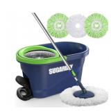 SUGARDAY Spin Mop and Bucket with Wringer Set for Floors Cleaning Heavy duty System, Green