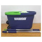 SUGARDAY Spin Mop and Bucket with Wringer Set for Floors Cleaning Heavy duty System, Green