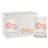 Culver Decorated Frosted DOF Double Old Fashioned Glass, 13.5-Ounce, Gift Boxed Set of 2 (Fall Girl Pumpkin Football)
