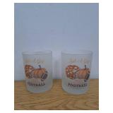 Culver Decorated Frosted DOF Double Old Fashioned Glass, 13.5-Ounce, Gift Boxed Set of 2 (Fall Girl Pumpkin Football)