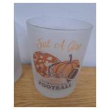 Culver Decorated Frosted DOF Double Old Fashioned Glass, 13.5-Ounce, Gift Boxed Set of 2 (Fall Girl Pumpkin Football)