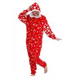 Unisex Christmas Pajamas One-Piece Candy Cane Onesie for Adult, Size L