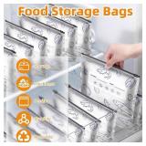 30PCS Reusable Aluminum Foil Sealable Storage Bags, Resealable Vacuum Zipper Pouches for Food, Stand Up Foil Sealable Bags with Label and Zip Lock for Vegetable Fruit Meat (3 Size)